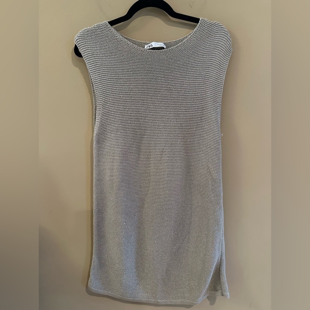 Zara metallic sleeveless knit dress